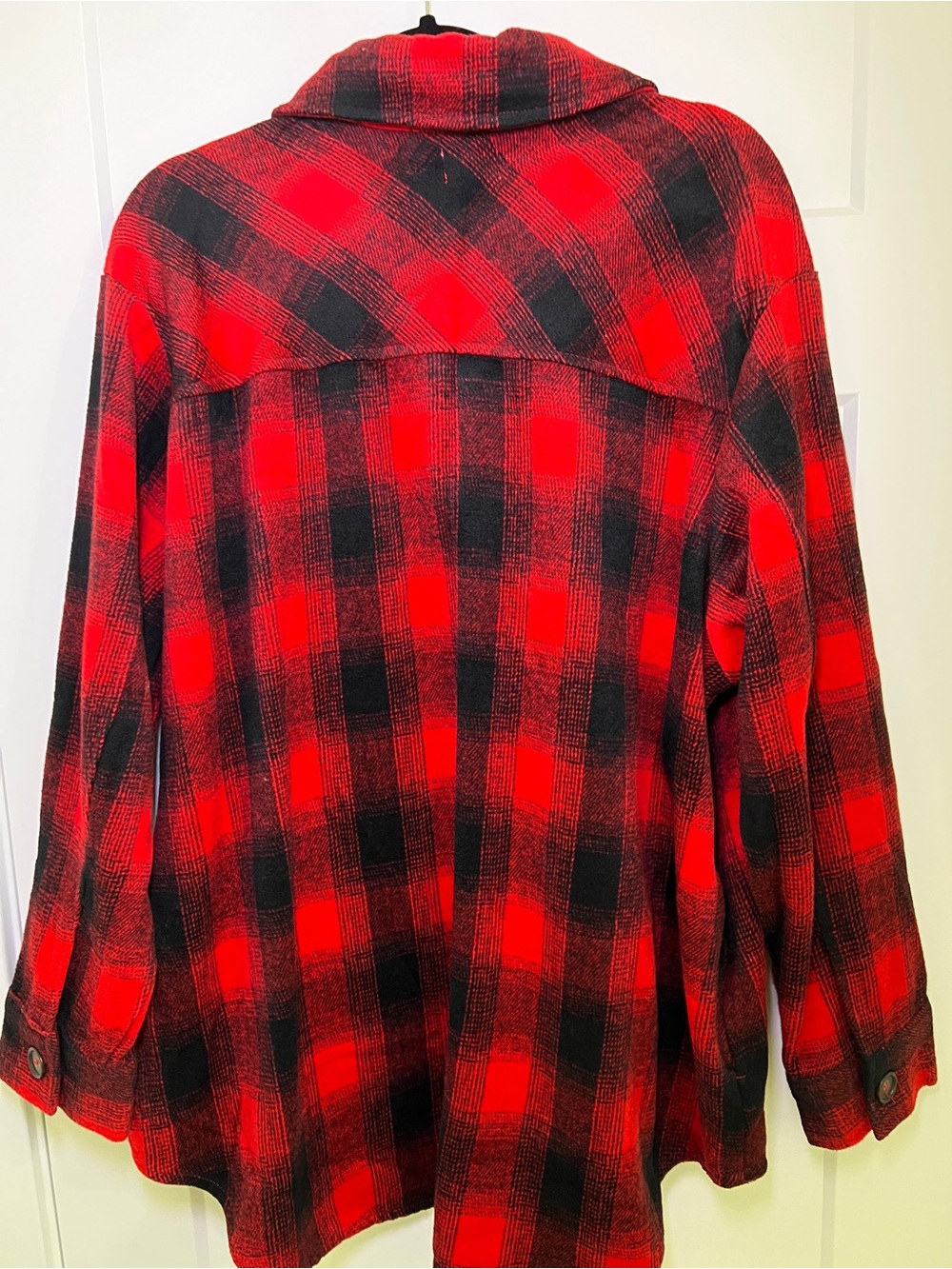 Time and Tru Red and Black Buffalo Plaid Utility Shacket - Picture 2 of 2